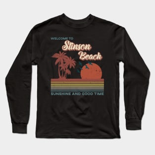 Stinson Beach - Stinson Beach Retro Sunset Long Sleeve T-Shirt